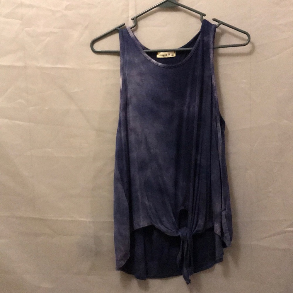 Purple tie dye tank top with knot front tie